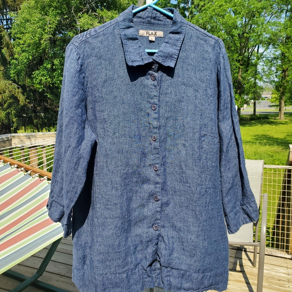 Flax button down linen blouse